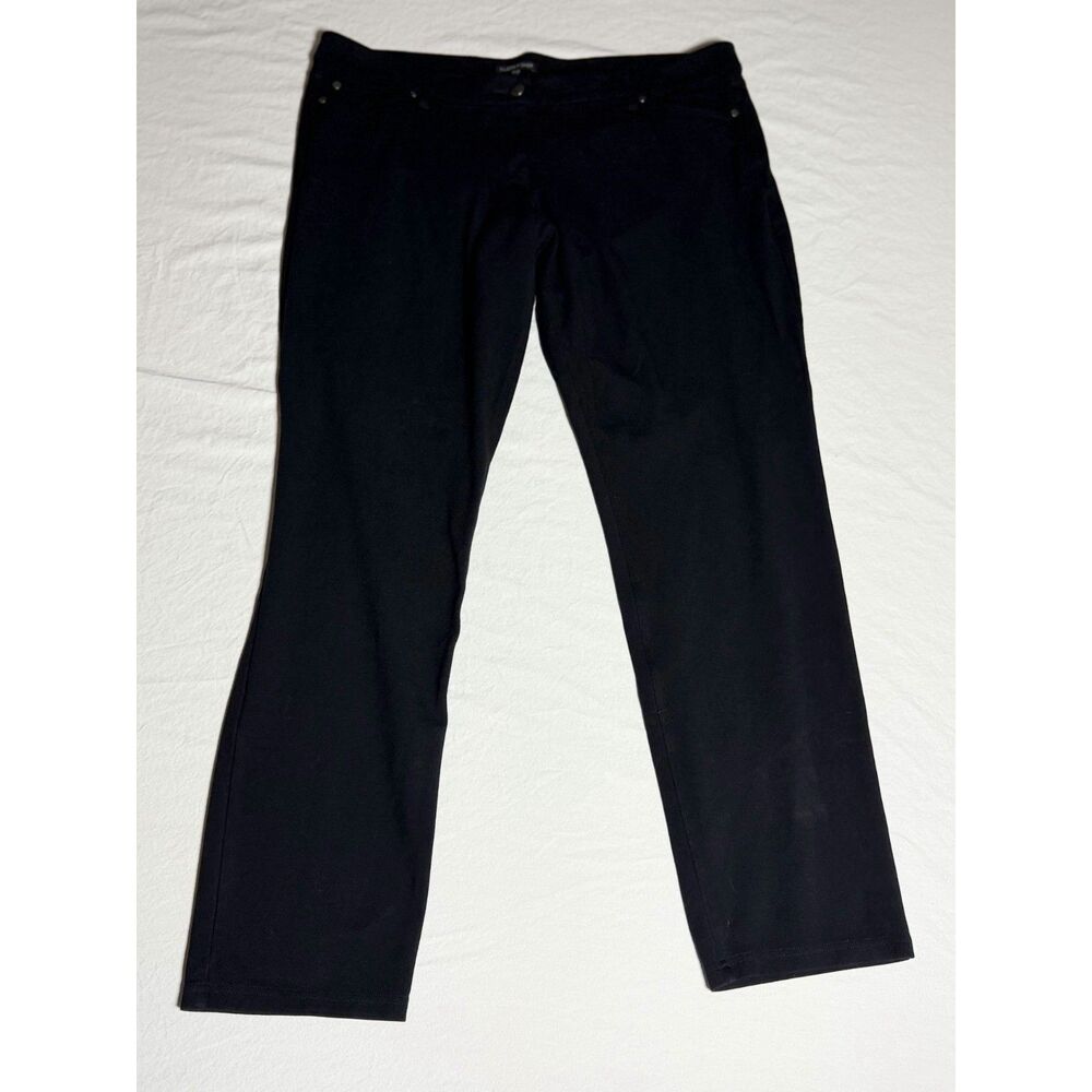 Eileen Fisher Viscose Stretch Ponte Pants Size 18 Black Italian Fabric Slim Leg